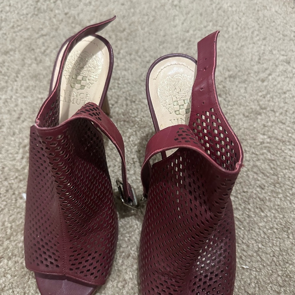 Vince Camuto Red Mules with Perforated Design